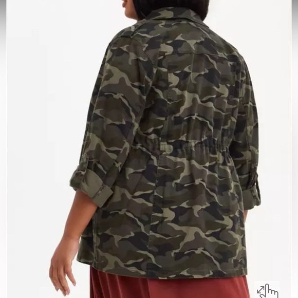 Torrid Camo Twill Anorak Button Down Utility Jacket Size 4 - Picture 2 of 10